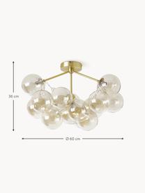 Glazen bollen plafondlamp Bubbles, Goudkleurig, Ø 60 x H 36 cm