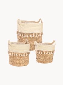 Set 3 portavasi Bridget, 60% fibra naturale, 40% stoffa, Beige, bianco crema, Set in varie misure