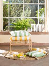 Gestreepte outdoor kussenhoes Santorin in wit/groen, 100% polypropyleen, Teflon® gecoat, Groen, wit, 40 x 40 cm