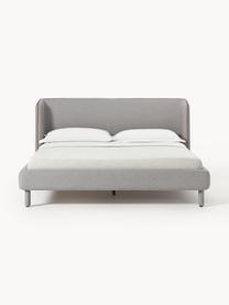 Cama tapizada Luma, con cabecero, Tapizado: 100% poliéster Alta resis, Estructura: madera contrachapada, Patas: metal, poliéster Este pro, Tejido gris, An 140 x L 200 cm