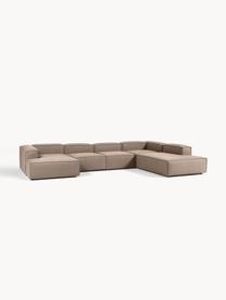 Sofa modułowa Lennon, Tapicerka: 100% poliester Dzięki tka, Stelaż: lite drewno sosnowe, skle, Nogi: tworzywo sztuczne Ten pro, Taupe tkanina, S 418 x G 269 cm, prawostronna