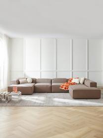 Divano angolare componibile Lennon, Rivestimento: 100% poliestere Con 115.0, Struttura: legno di pino massiccio, , Tessuto taupe, Larg. 418 x Prof. 269 cm, chaise lounge a sinistra