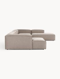 Divano angolare componibile Lennon, Rivestimento: 100% poliestere Con 115.0, Struttura: legno di pino massiccio, , Tessuto taupe, Larg. 418 x Prof. 269 cm, chaise lounge a sinistra