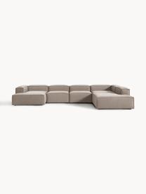 Divano angolare componibile Lennon, Rivestimento: 100% poliestere Con 115.0, Struttura: legno di pino massiccio, , Tessuto taupe, Larg. 418 x Prof. 269 cm, chaise lounge a sinistra