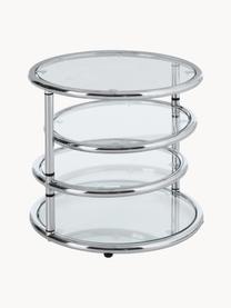 Tavolino rotondo con piani in vetro Dotts, Struttura: metallo, cromato, Ripiani: doppio vetro, Trasparente, cromato, Ø 40 x Alt. 45 cm