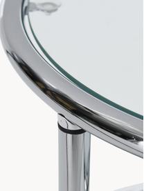 Mesa auxiliar redonda de vidrio Dotts, Estructura: metal cromado, Estantes: vidrio curtido, Transparente, cromo, Ø 40 x Al 45 cm