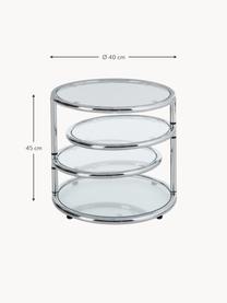 Mesa auxiliar redonda de vidrio Dotts, Estructura: metal cromado, Estantes: vidrio curtido, Transparente, cromo, Ø 40 x Al 45 cm