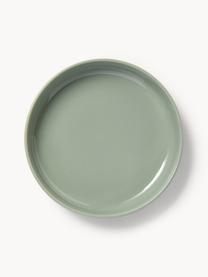 Porzellan Pastateller Nessa, 4 Stück, Hochwertiges Hartporzellan, Salbeigrün, glänzend, Ø 21 cm