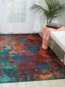 Alfombra de pelo corto de diseño Celestial, Parte superior: 100% polipropileno, Reverso: yute, Tonos rojos, naranjas y azules, An 120 x L 180 cm (Tamaño S)