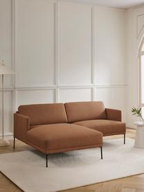 Kleines Ecksofa Fluente, Bezug: 100 % Polyester Der strap, Gestell: Massives Kiefernholz, Bir, Webstoff Nougat, B 198 x T 152 cm, Eckteil links