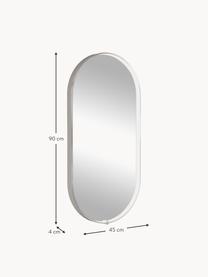 Ovaler Wandspiegel Avior mit LED-Beleuchtung, Rahmen: Aluminium, beschichtet, Spiegelfläche: Spiegelglas, Weiß, B 45 x H 90 cm