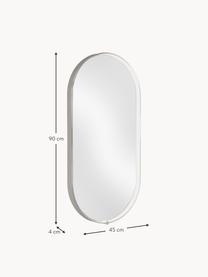 Ovaler Wandspiegel Avior mit LED-Beleuchtung, Rahmen: Aluminium, beschichtet, Spiegelfläche: Spiegelglas, Weiss, B 45 x H 90 cm