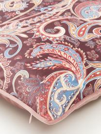 Kussenhoes Indira met paisley patroon in rozetinten, 100% polyester fluweel, Multicolour, 40 x 40 cm