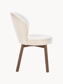Krzesło tapicerowane Serena, Tapicerka: szenila (92% poliester, 6, Nogi: lite drewno jesionowe, la, Biała tkanina, drewno jesionowe lakierowane na brązowo, S 56 x G 64 cm