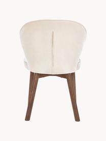 Sillón tapizado Serena, Tapizado: chenilla (92% poliéster, , Patas: madera de fresno maciza p, Tejido blanco, madera de fresno, marrón pintado, An 56 x F 64 cm