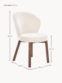 Sedia imbottita Serena, Rivestimento: ciniglia (92% poliestere,, Gambe: legno massiccio di frassi, Tessuto bianco, legno di frassino laccato marrone, Larg. 56 x Prof. 64 cm