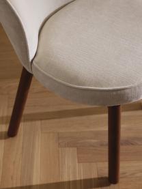 Gestoffeerde stoel Serena, Bekleding: chenille (92% polyester, , Poten: massief gelakt essenhout, Geweven stof wit, essenhout, bruin gelakt, B 56 x D 64 cm