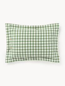 Taie d'oreiller en coton à carreaux Nels, Tons verts, blanc, larg. 50 x long. 70 cm
