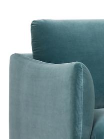 Samt-Ecksofa Moby, Bezug: Samt (Hochwertiger Polyes, Gestell: Massives Kiefernholz, FSC, Füße: Metall, pulverbeschichtet, Samt Petrol, B 280 x T 160 cm, Eckteil links