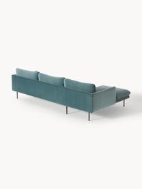 Samt-Ecksofa Moby, Bezug: Samt (Hochwertiger Polyes, Gestell: Massives Kiefernholz, Samt Petrol, B 280 x T 160 cm, Eckteil links