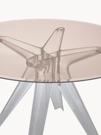 Mesa de comedor redonda Sir Gio, Ø 120 cm, Tablero: vidrio laminado, Estructura: plástico, Beige, transparente, Ø 120 cm