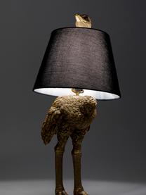 Lampada da tavolo fatta a mano Ostrich, Struttura: poliresina, Paralume: cotone, canapa, Ottonato, Ø 30 x Alt. 69 cm