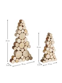 Decoratieve boompjes Allgäu van hout, 2 stuks, Hout, Licht hout, Set met verschillende formaten