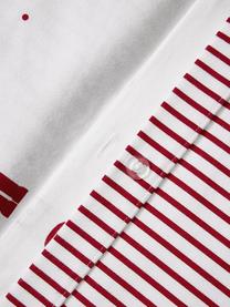 Omkeerbare flanellen kussenhoes Noan met notenkrakermotief, Weeftechniek: flanel Flanel is een knuf, Rood, wit, B 200 x L 200 cm