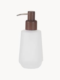 Distributeur de savon en verre Ocean, Blanc, bois d'acacia, Ø 8 x haut. 18 cm
