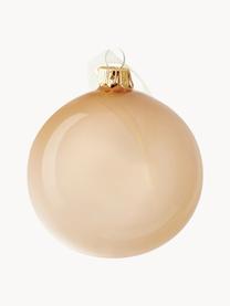 Bolas de Navidad sopladas artesanalmente Shiny, 6 uds., Vidrio, Marrón, rosa, blanco, Ø 8 cm
