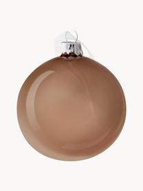 Mondgeblazen kerstballen Shiny, set van 6, Glas, Bruin, roze, wit, Ø 8 cm