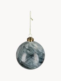 Bolas de Navidad Marble, 6 uds., Vidrio, Gris y blanco efecto mármol, Ø 10 cm