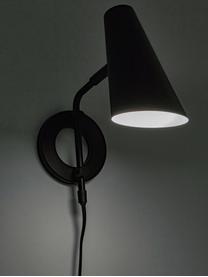 Nastaviteľná nástenná lampa so zástrčkou Cal, Čierna tienidlo (vnútorná časť): biela, H 27 x V 27 cm