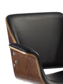 Krzesło biurowe regulowane ze sztucznej skóry Marbella, obrotowe, Stelaż: metal polerowany, Czarny, brązowy, odcienie srebrnego, S 59 x G 57 cm