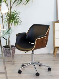 Krzesło biurowe regulowane ze sztucznej skóry Marbella, obrotowe, Stelaż: metal polerowany, Czarny, brązowy, odcienie srebrnego, S 59 x G 57 cm