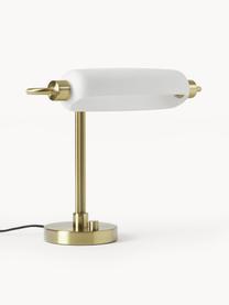 Lampa stołowa LED z funkcją przyciemnienia Tate, Stelaż: metal mosiądzowany, Odcienie złotego, biały, S 44 x W 51 cm
