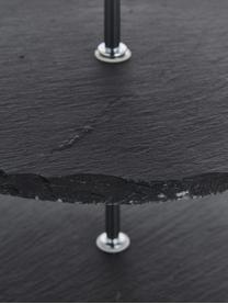 Etagere Cooper mit Schiefernplatten, Stange: Metall, verchromt, Schwarz, Silberfarben, Ø 30 x H 31 cm