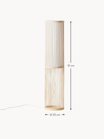 Kleine vloerlamp Nori van bamboehout, Diffuser: stof, Beige, H 91 cm
