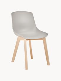 Sillas de plástico Dave, 2 uds., Asiento: plástico, Patas: madera de haya, Greige, madera de haya, An 46 x Al 82 cm