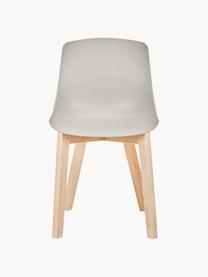 Sillas de plástico Dave, 2 uds., Asiento: plástico, Patas: madera de haya, Greige, madera de haya, An 46 x Al 82 cm