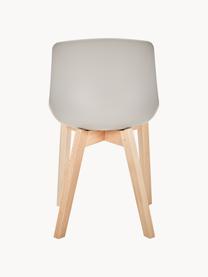 Kunststoffen stoelen Dave met houten poten, 2 stuks, Zitvlak: kunststof, Poten: beukenhout, Greige, beukenhout, B 46 x D 52 cm