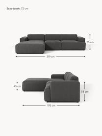 Ecksofa Melva (4-Sitzer), Bezug: 100 % Polyester Der strap, Gestell: Massives Kiefern- und Fic, Webstoff Anthrazit, B 319 x T 195 cm, Eckteil links