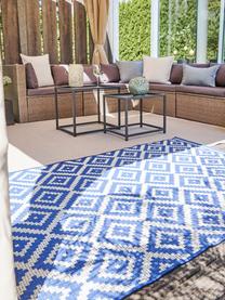 In- & outdoor vloerkleed met patroon Miami in blauw/wit, 86% polypropyleen, 14% polyester, Crèmewit, blauw, B 160 x L 230 cm (maat M)