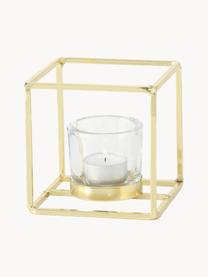 Teelichthalter-Set Pazo, 2-tlg., Windlicht: Glas, Gestell: Metall, beschichtet, Goldfarben, Set mit verschiedenen Größen