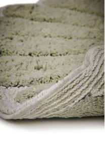 Alfombrilla de baño de algodón ecológico Soft, 100% algodón con certificado BCI, Verde claro, blanco, An 70 x L 130 cm