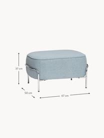 Pouf imbottito Kumo, Rivestimento: 100% poliestere Con 40.00, Gambe: metallo rivestito, Tessuto azzurro, argentato, Larg. 67 x Alt. 37 cm