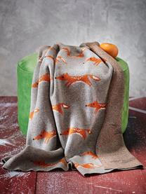 Manta algodón ecológico Luciana, 100% algodón ecológico, Gris, naranja, An 80 x L 100 cm