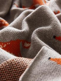 Pléd Luciana z biobavlny, 100 % organická bavlna, Sivá, oranžová, Š 80 x D 100 cm