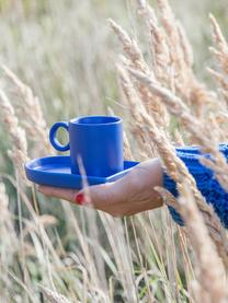 Tazas de café espresso con platitos de porcelana Niki, 2 uds., Porcelana, Azul, Ø 6 x Al 6 cm, 80 ml