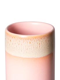 Vaso fatto a mano in stile retrò 70's, Gres, Rosa, Ø 8 x Alt. 19 cm